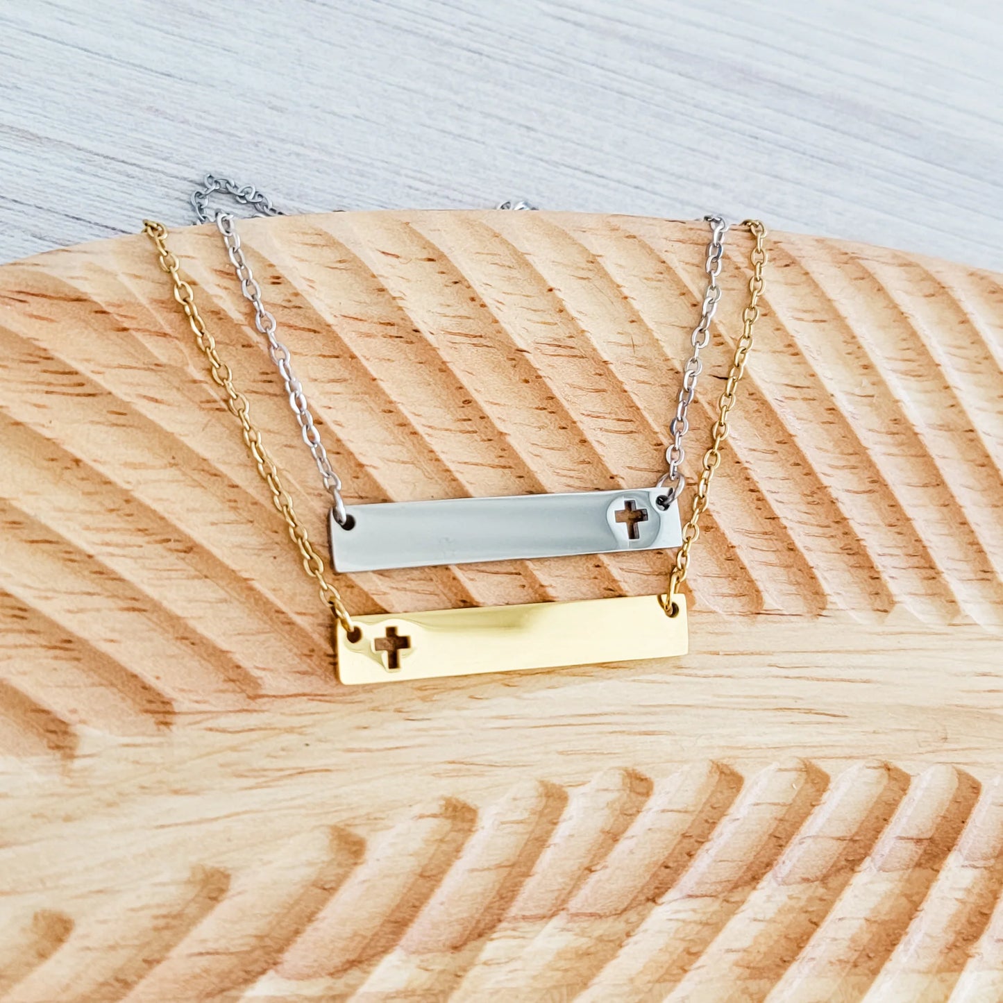 Personalized Cross Bar Necklace