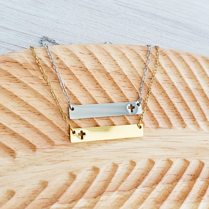 Personalized Cross Bar Necklace