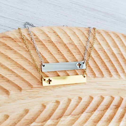 Personalized Cross Bar Necklace