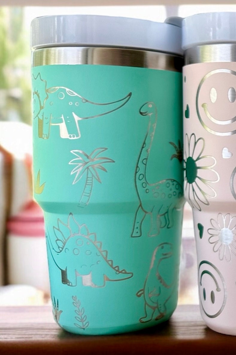 20oz 30oz Laser Engraved Kids Toddler Water Bottle Stanley Tumbler Flip Straw