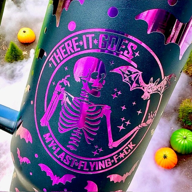 Laser Engraved Halloween Bats Tumbler – Spooky Bat Stainless Steel Cup