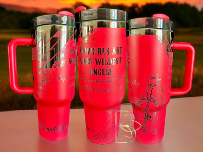 Barrel Racer, Cowgirl, Western Laser Engraved Tumbler
