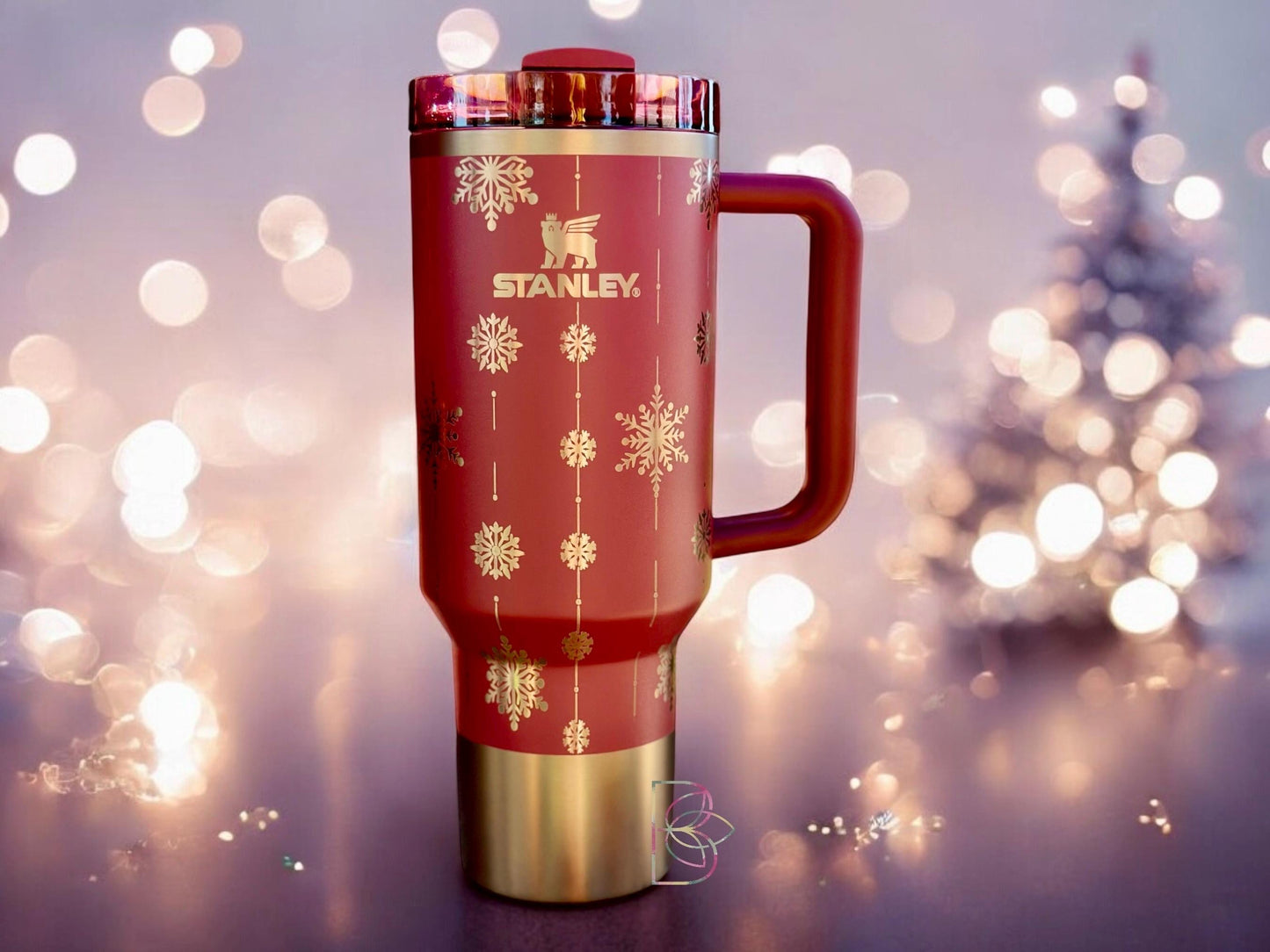 Laser Engraved Christmas Snowflake Garland Stanley Tumbler