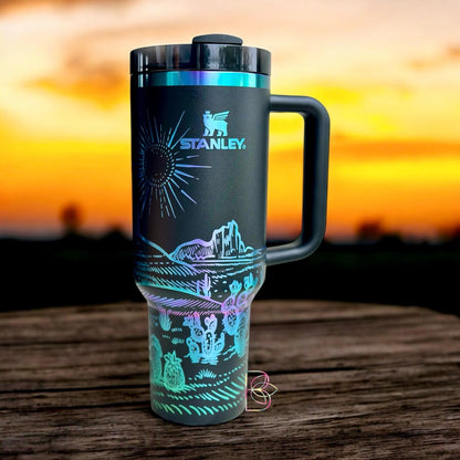 Western Desert Cactus Sunset Engraved Tumbler