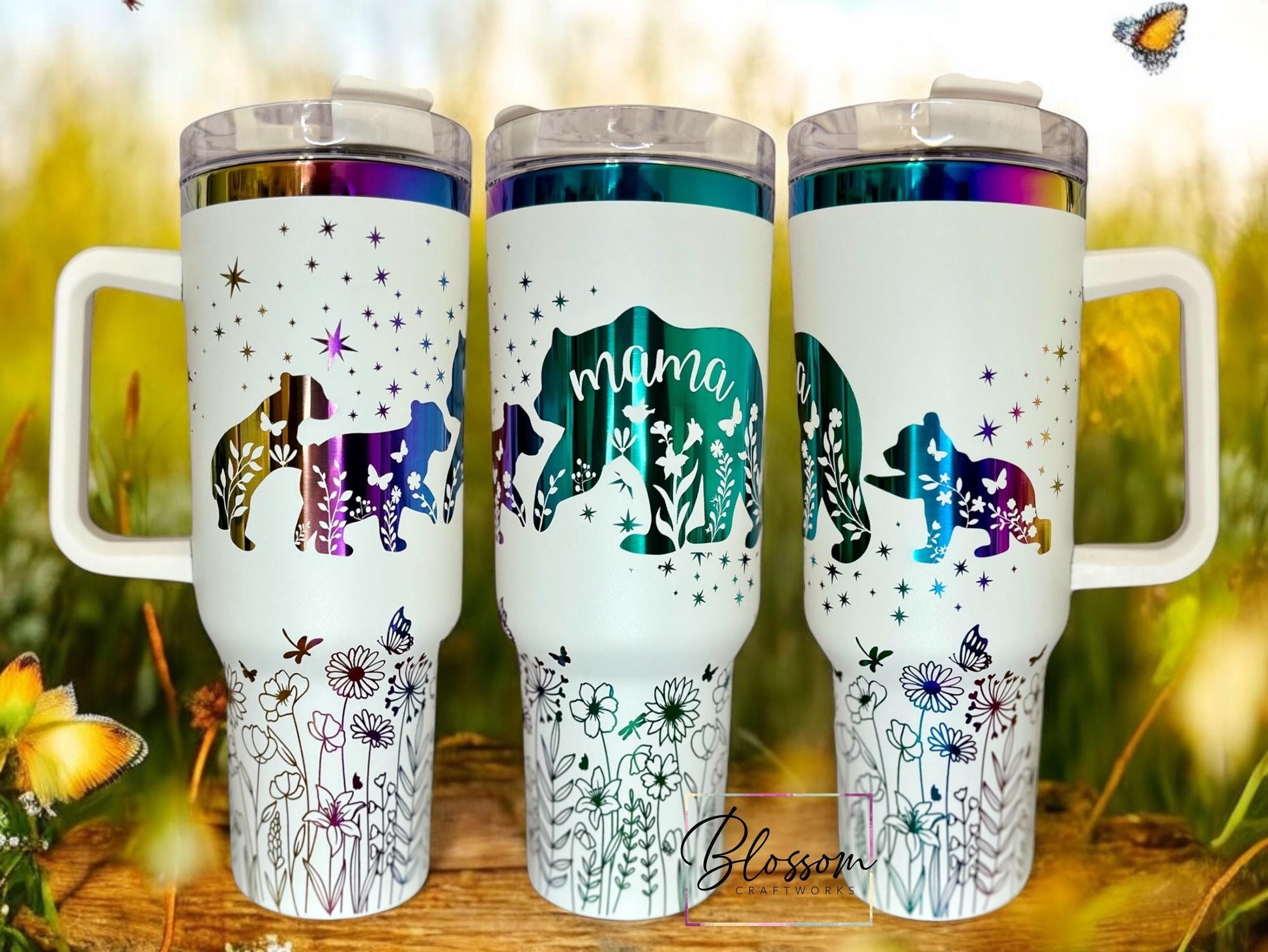 Laser Engraved Mama Bear Tumbler