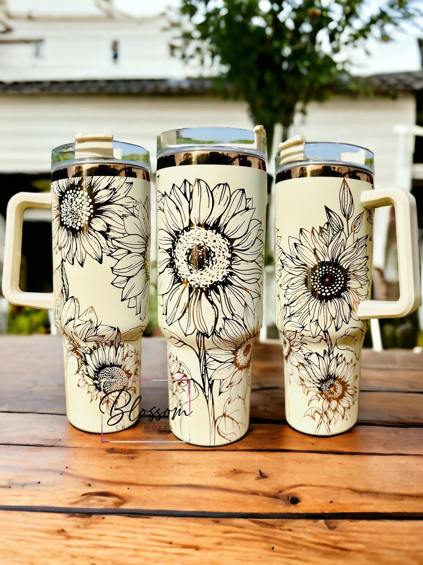 Laser Engraved Sunflower Tumbler