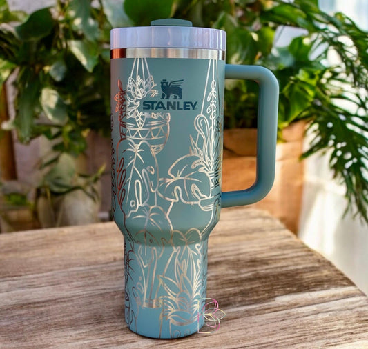 Laser Engraved Plant Lover House Plants Tumbler With Handle, Lid, & Straw