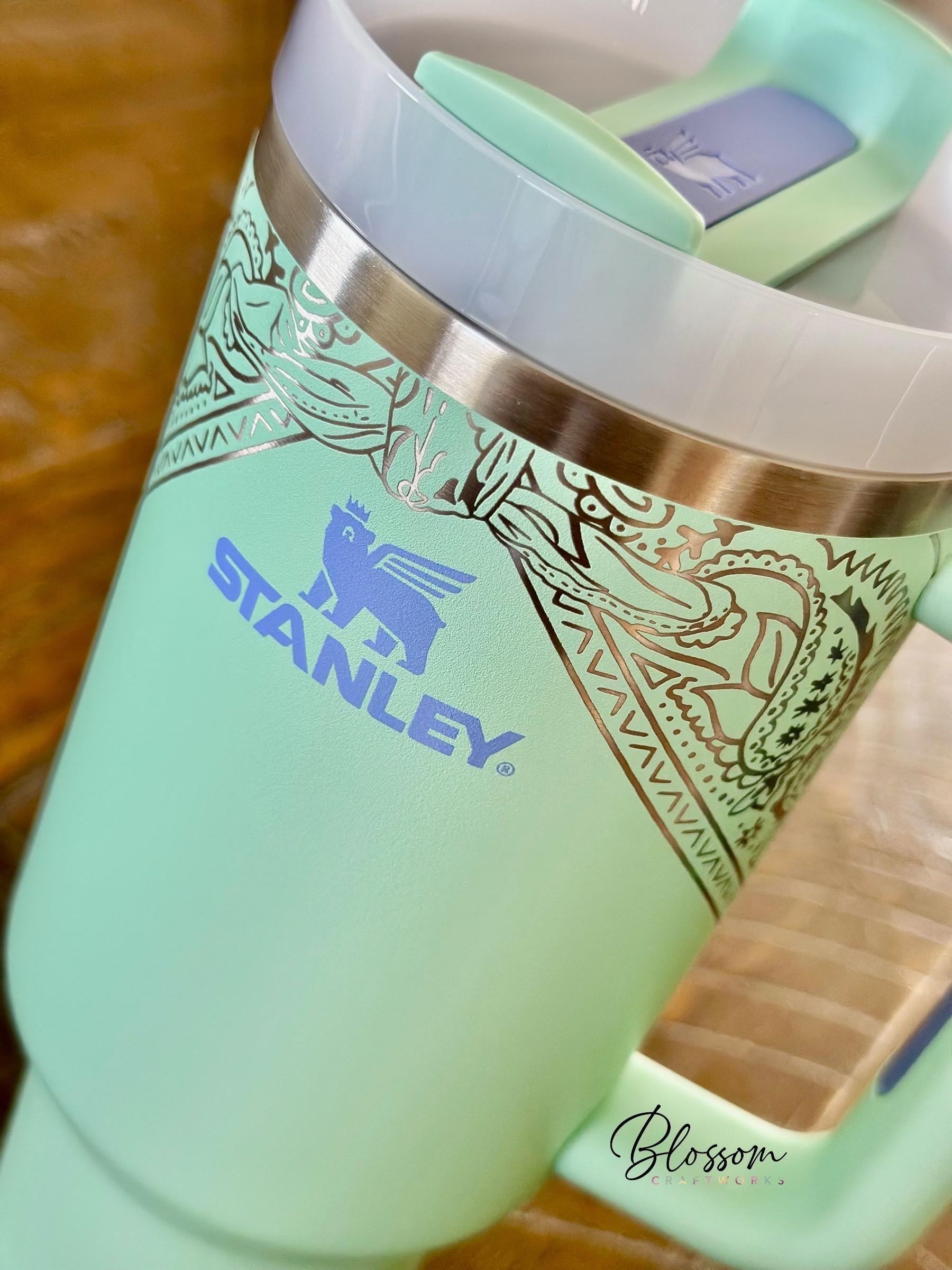 Customized Laser Engraved Western Bandana Pattern Tumbler, Personalize, Half Wrap