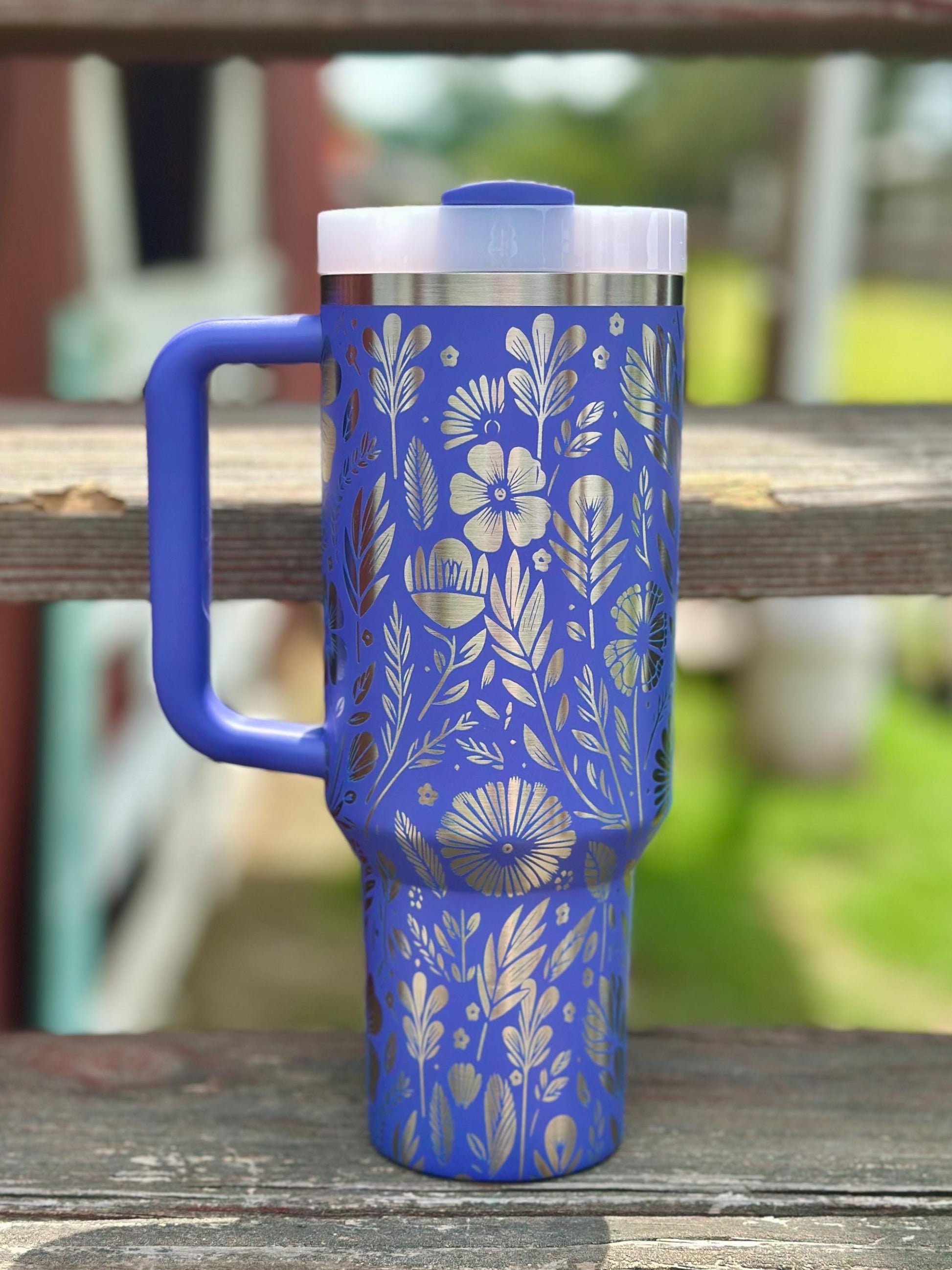 Laser Engraved Boho Tumbler, Floral Spring Summer Stanley, Gift for Her