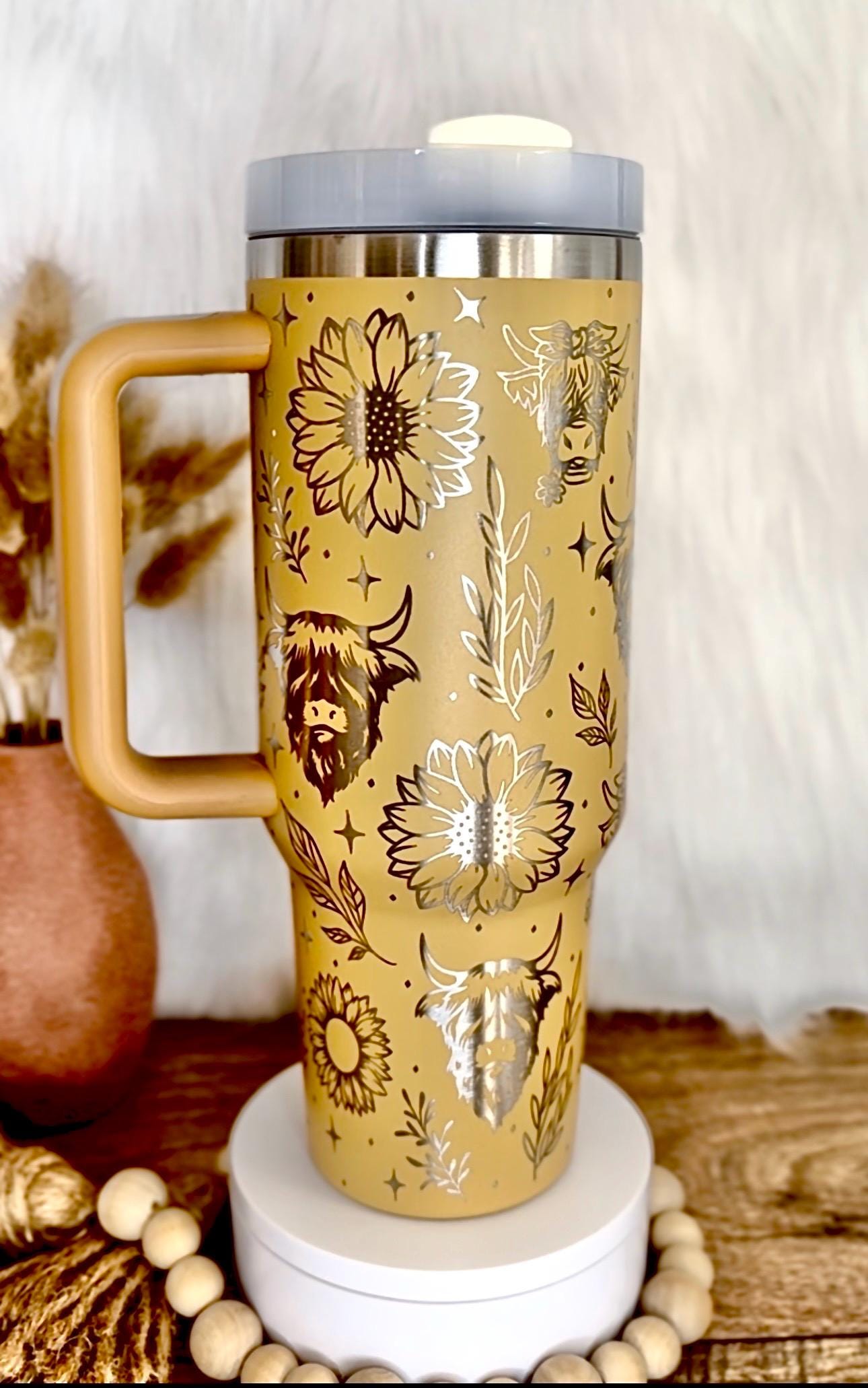 Laser Engraved Highland Cow, Sunflower, Western Tumbler