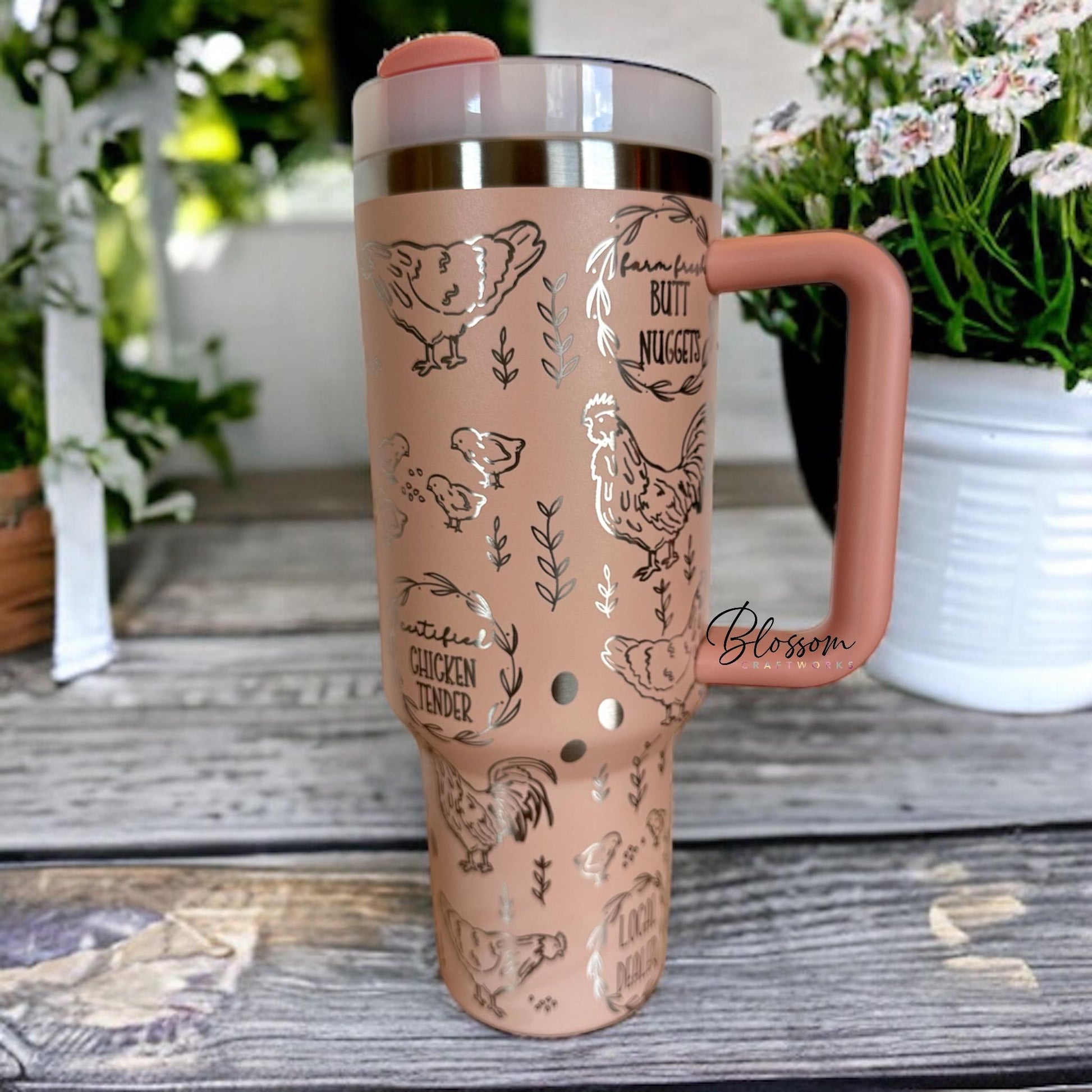 Laser Engraved Chickens Tumbler