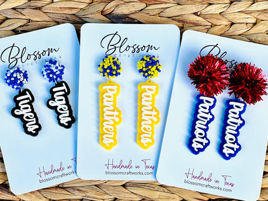 Game Day Sports Football Mom Team Name Team Mascot Teacher School Spirit Earrings