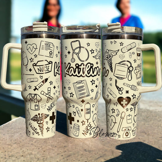 Laser Engraved Nurse Tumbler – RN / LVN Stainless Steel Mug