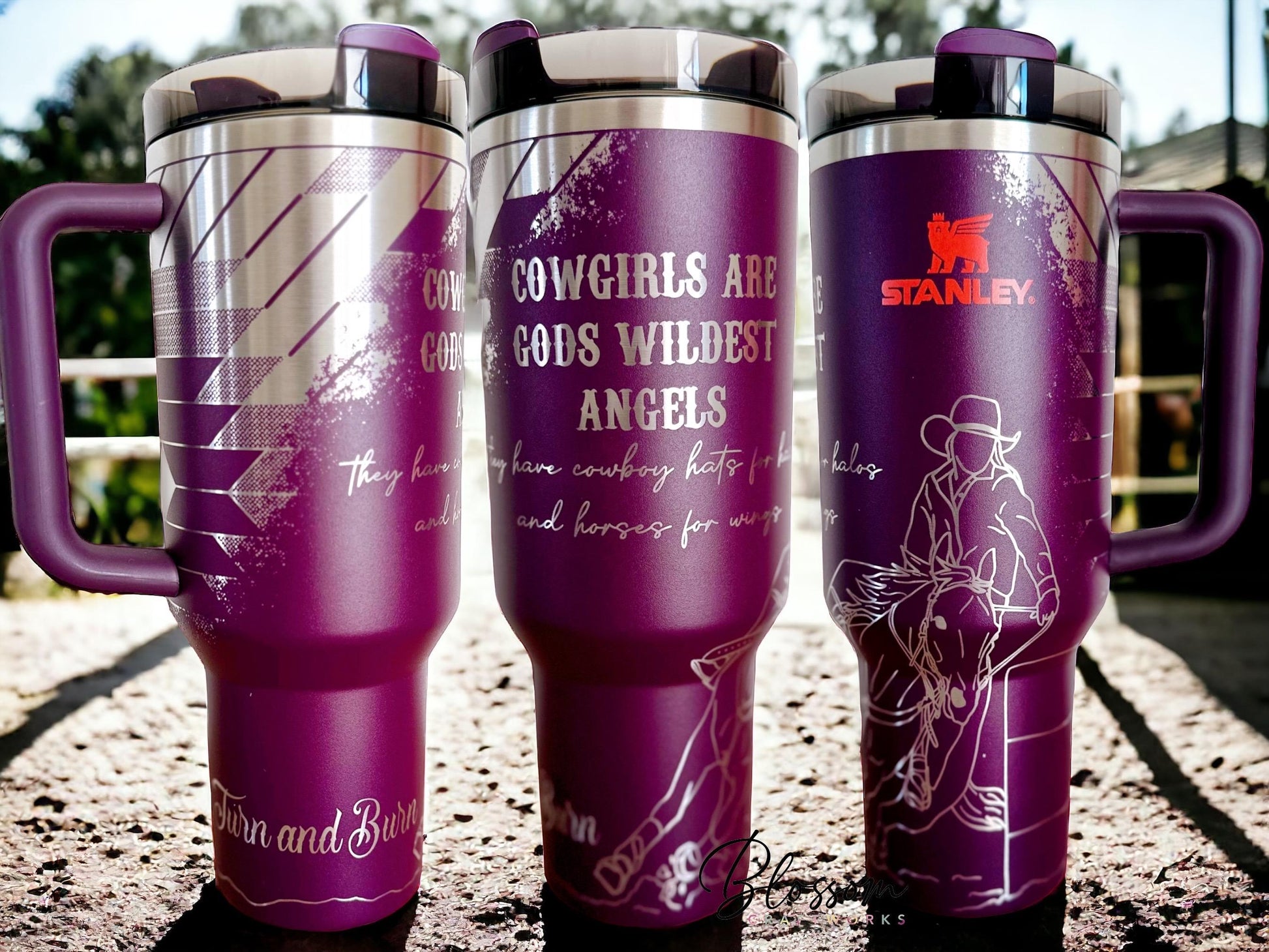 Barrel Racer, Cowgirl, Western Laser Engraved Tumbler