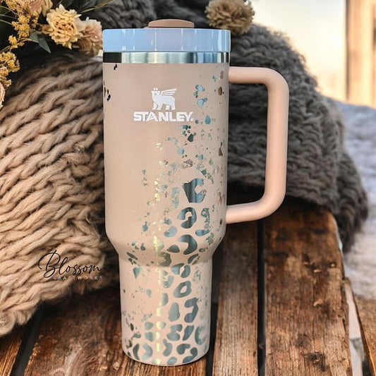 Laser Engraved Leopard Print Tumbler