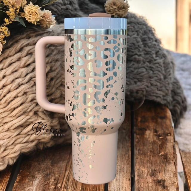 Laser Engraved Leopard Print Tumbler