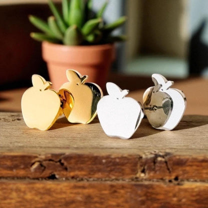 Personalized Apple Necklace and Earring Set – Custom Engraved Name or Initials – Teacher Gift, End of School Year, Back to School Jewelry