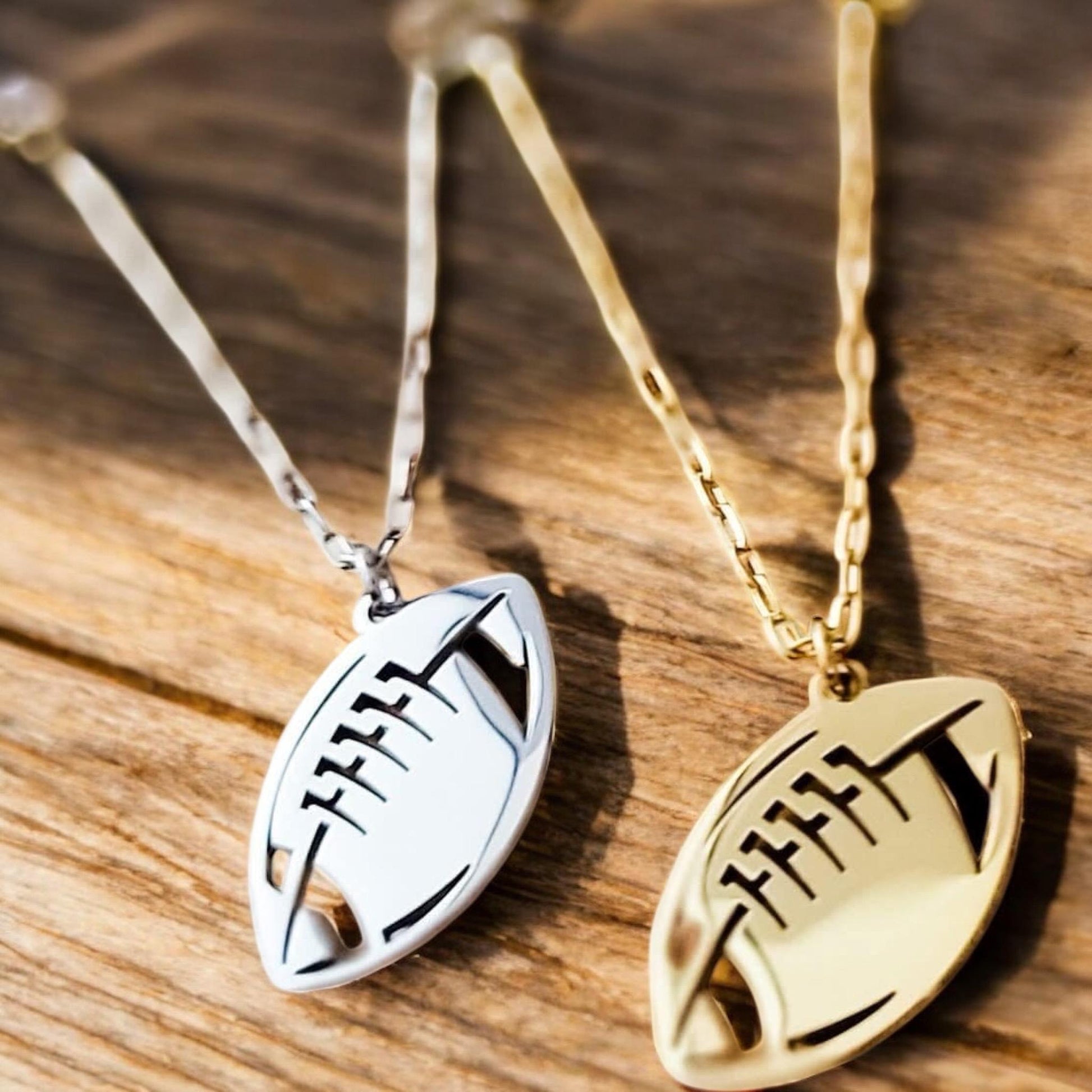 Personalized Football Pendant Necklace: Custom Engraved Name/Number, Stainless Steel