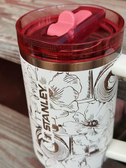 Laser Engraved Floral Photographer Vintage Camera Tumbler