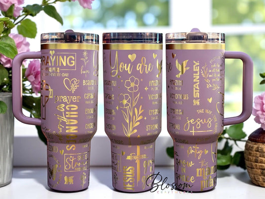 Laser Engraved Mama Prays Tumbler | Christian Faith Gifts for Her | Inspirational Travel Mug | Prayer Warrior Cup | Religious Gift for Women