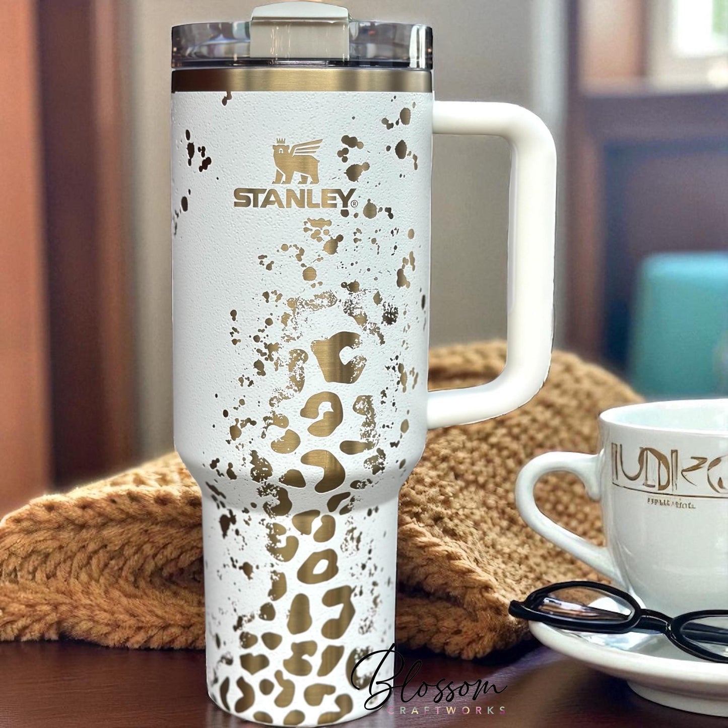 Laser Engraved Leopard Print Tumbler