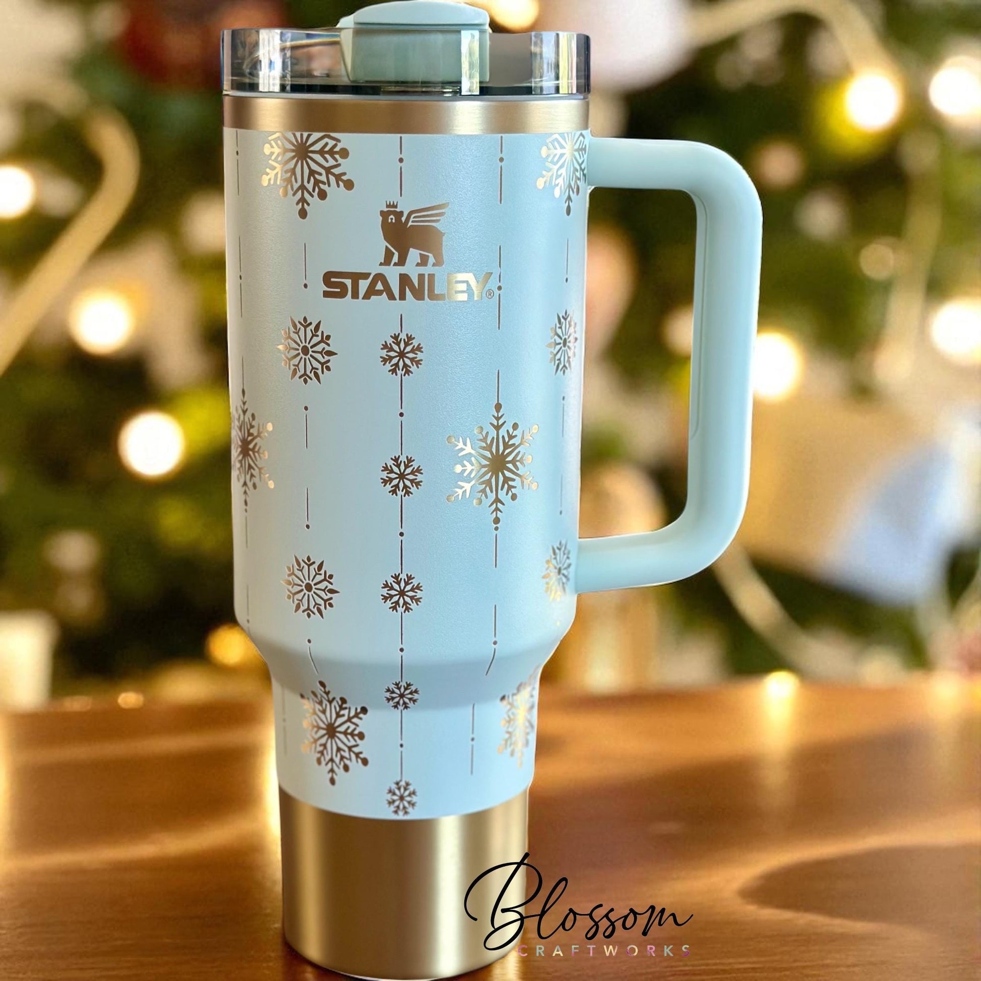Laser Engraved Christmas Snowflake Garland Stanley Tumbler