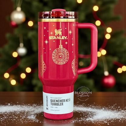 Christmas Ornament Tumbler, Laser Engraved Holiday Cup, Festive Winter Drinkware, Gift for Her