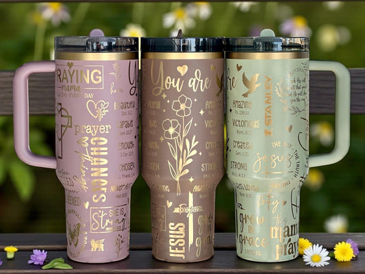 Mama Prays Tumbler – Laser Engraved Faith & Prayer Travel Mug