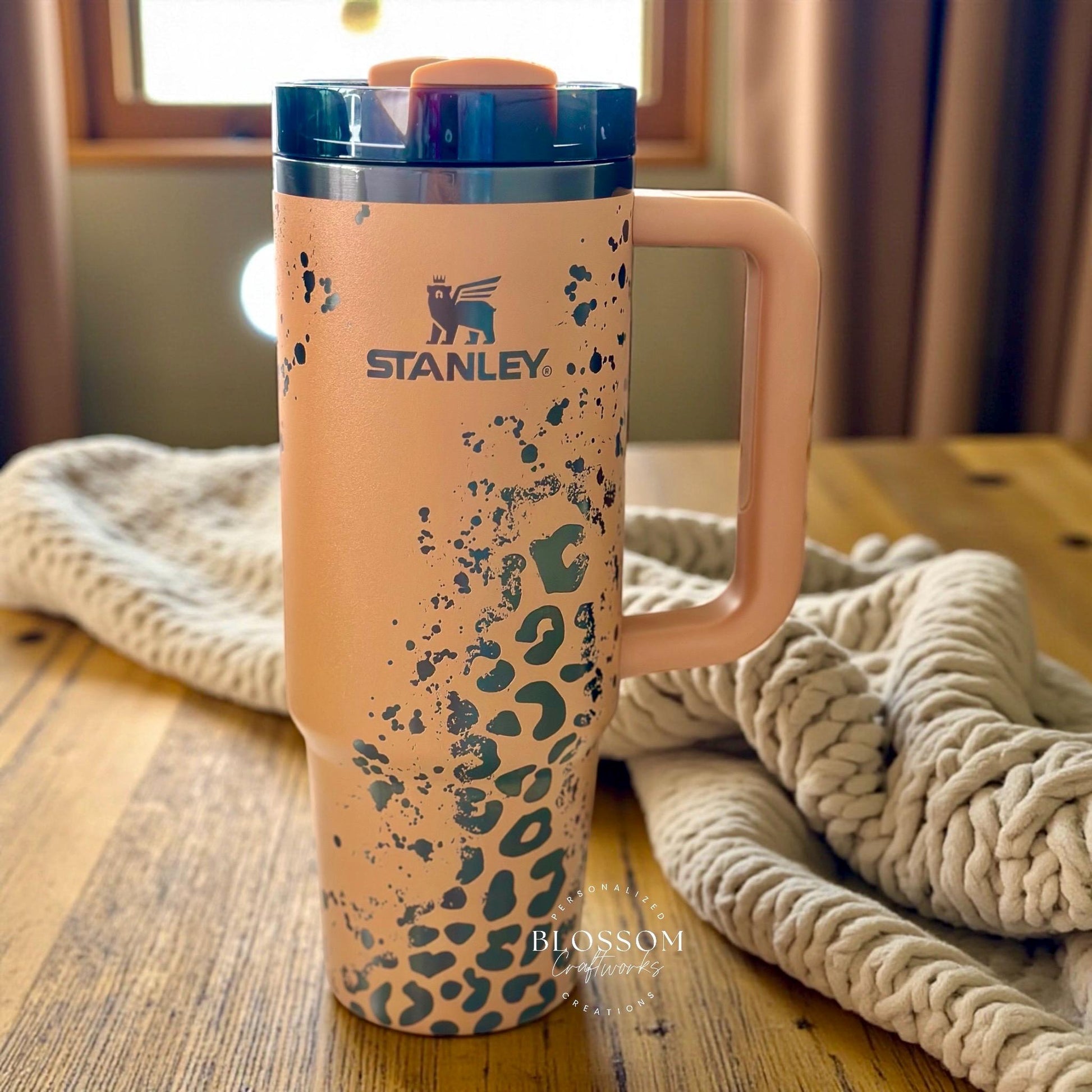 Laser Engraved Leopard Print Tumbler