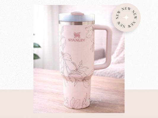 Magnolia Laser Engraved Stanley Tumbler