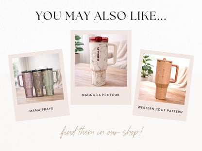 Laser Engraved Boho Floral Spring Summer Stanley Tumbler