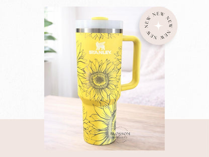 Sunflower Laser Engraved Stanley Tumbler