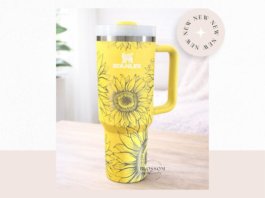 Sunflower Laser Engraved Stanley Tumbler