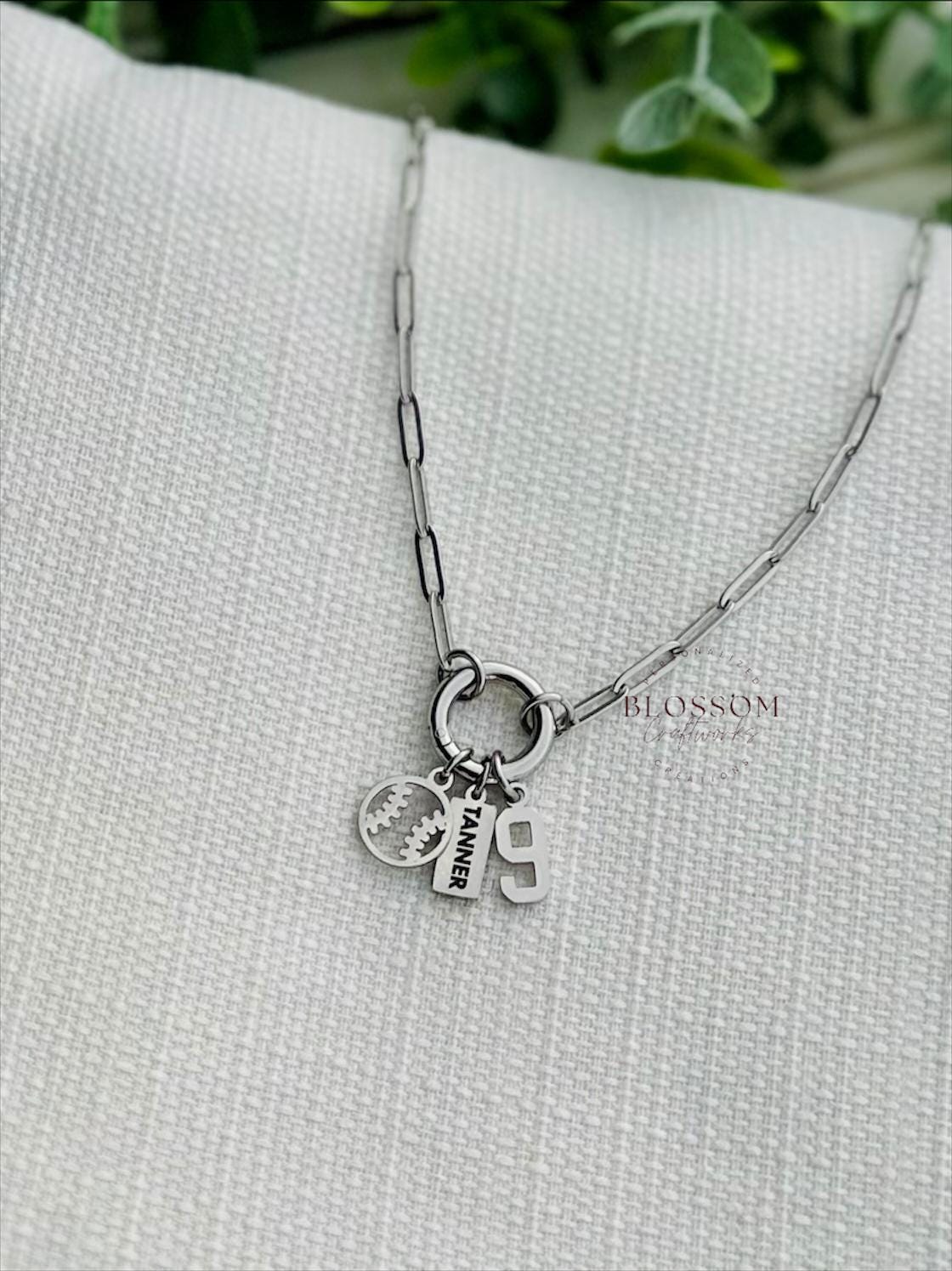 Personalized Baseball Mom Charm Necklace, Sports Mom Game Day Gift