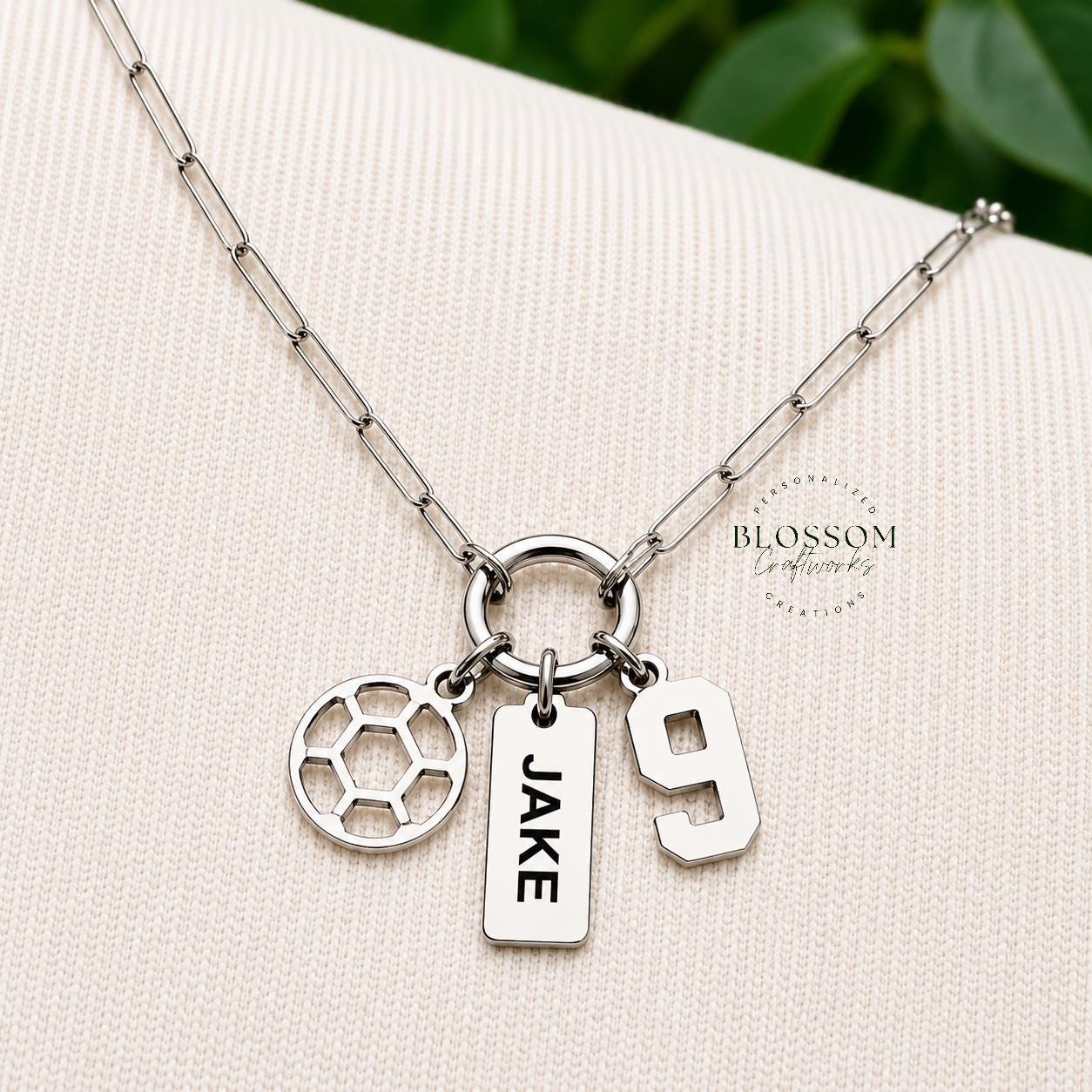 Personalized Soccer Charm Necklace, Sports Mom Game Day Gift