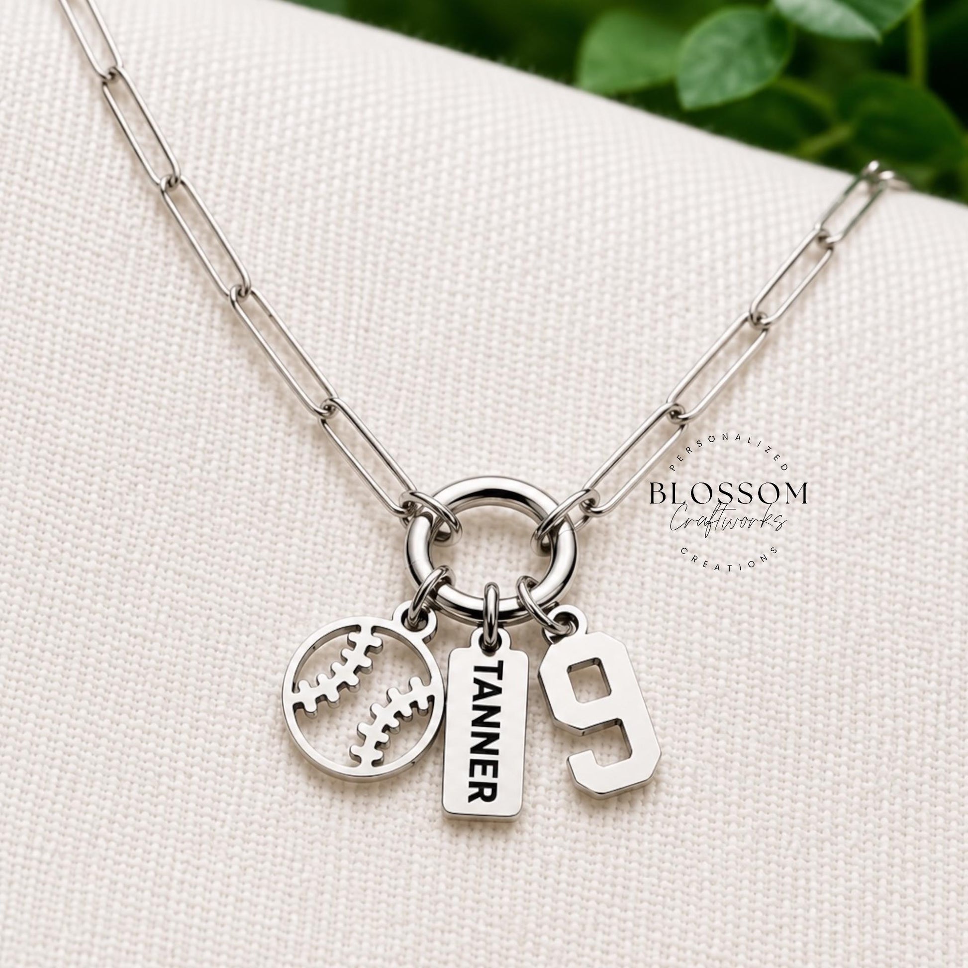 Personalized Baseball Charm Necklace, Sports Mom Game Day Gift