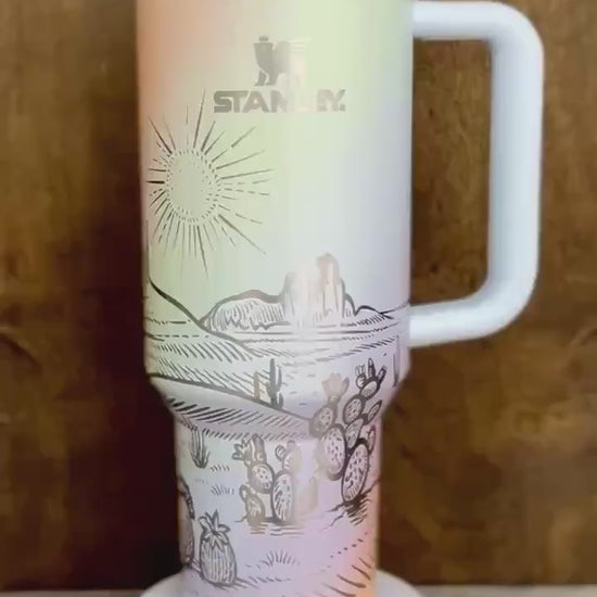 Western Desert Cactus Sunset Engraved Tumbler