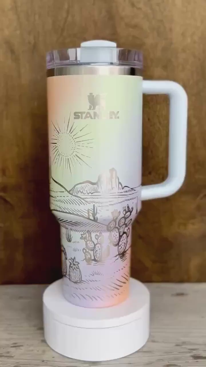 Western Desert Cactus Sunset Engraved Tumbler