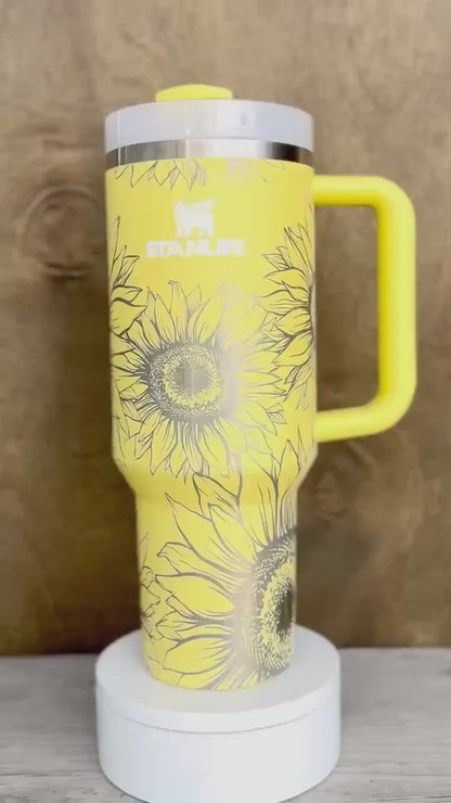 Sunflower Laser Engraved Stanley Tumbler